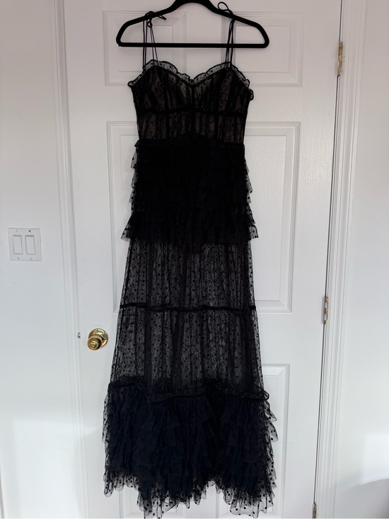 For Love And Lemons Dresses & Skirts - For Love & Lemons Black Sheer Polka-Dot Tiered Maxi Dress
